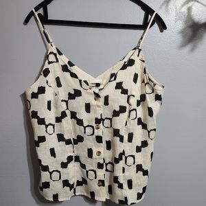 NWT H&M Cream & Black Linen Spagetti Halter SZ L